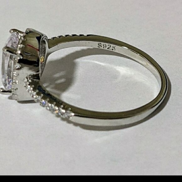 925 STERLING SILVER HALO CZ statement ring 7 9 10 Valentines - Picture 6 of 8